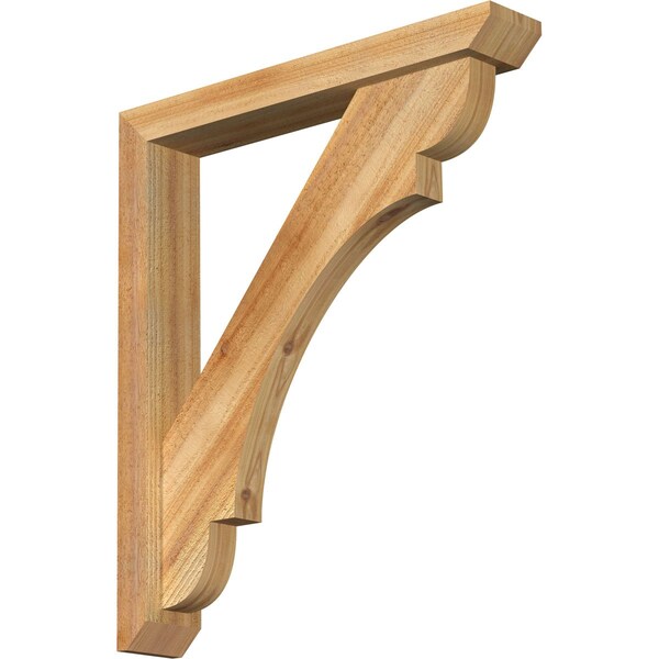 Ekena Millwork Olympic Slat Rough Sawn Bracket w/ Offset Brace, Western Red Cedar, 4"W x 24"D x 28"H BKT0402X24X28OLY06RWR - main